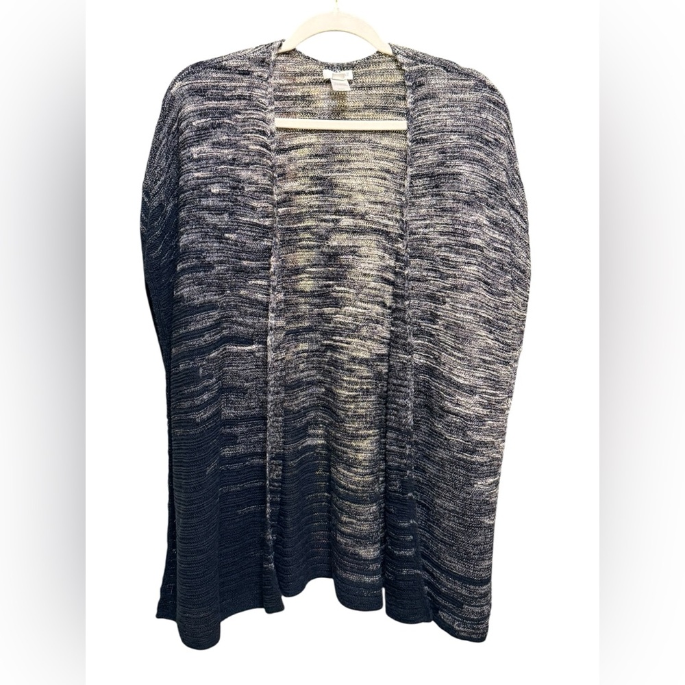 Pure‎ Jill Open Front Sweater Poncho Size XS/S Blue Gray Short Sleeves Cotton